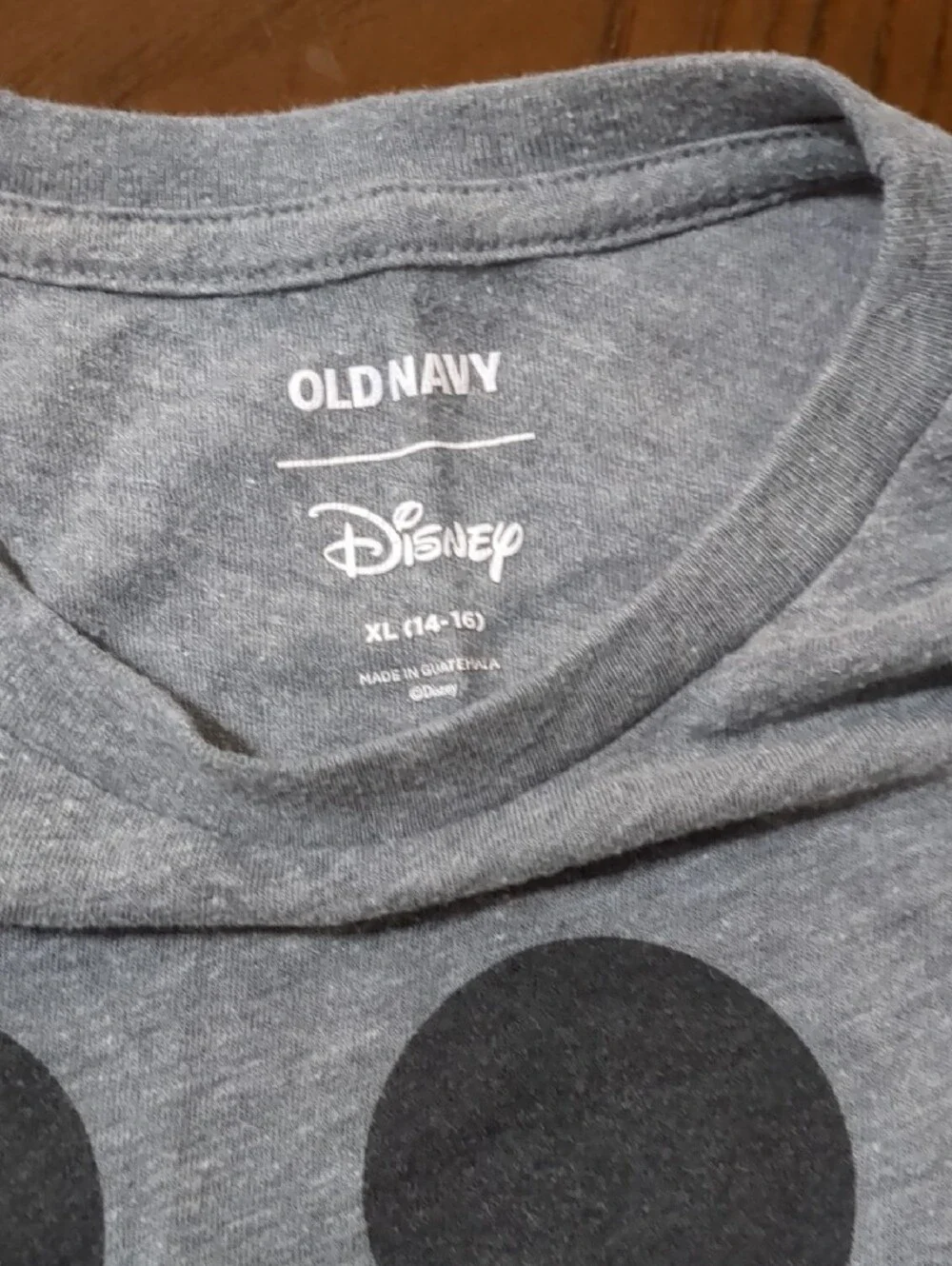 Old Navy Gray Mickey Mouse Graphic Tee with Red and Yellow Accents